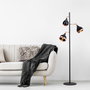 Opviq Yıldo - 7021 Lámpara de pie Negro y Cobre